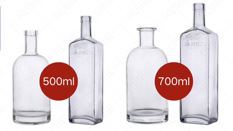 700ml vs 500ml Liquor Bottles - 70cl vs 50cl classic liquor bottle Bouteilles d'alcool de 700 ml ou 500 ml - Bouteille d'alcool classique de 70 cl ou 50 cl