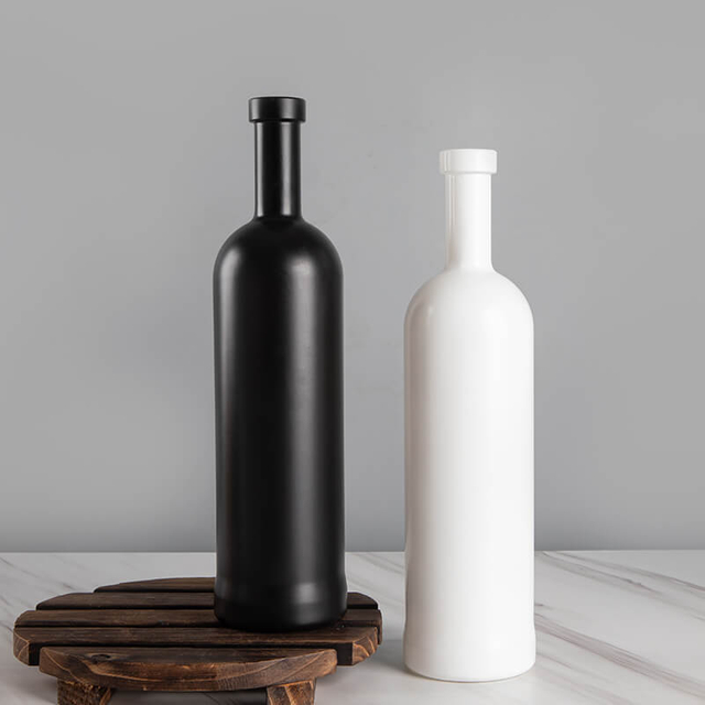 Blanc noir grand rond élancée 750 ml bouteilles en verre spiritueux