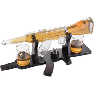 Carafe en verre de bouteille d'alcool de 800 ml en forme de pistolet AK47