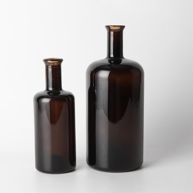 Bouteilles d'alcool en verre rondes ambrées de 375 ml 500 ml 750 ml