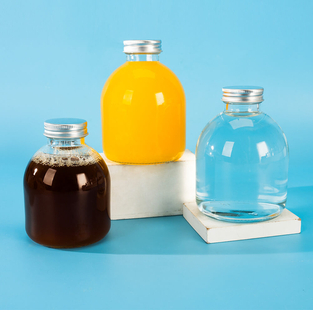 Bouteilles en verre arrondies de jus de boisson gazeuse de 350ml 500ml