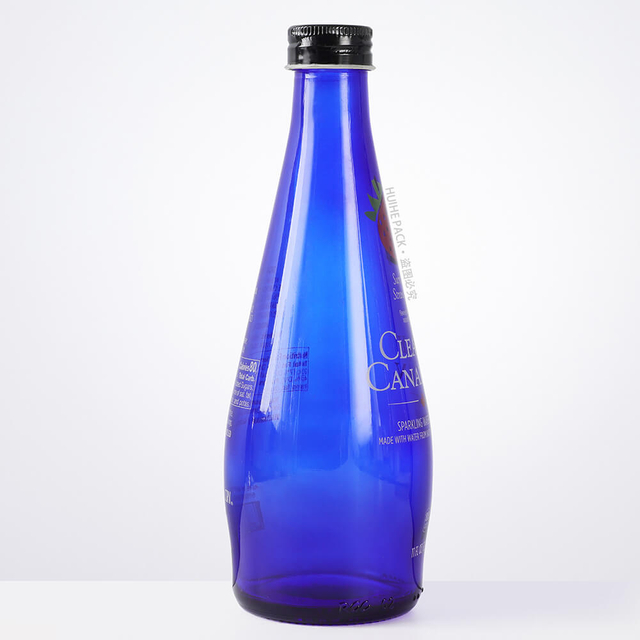 Bouteille d'eau en verre bleu cobalt de 325 ml avec couvercle à vis