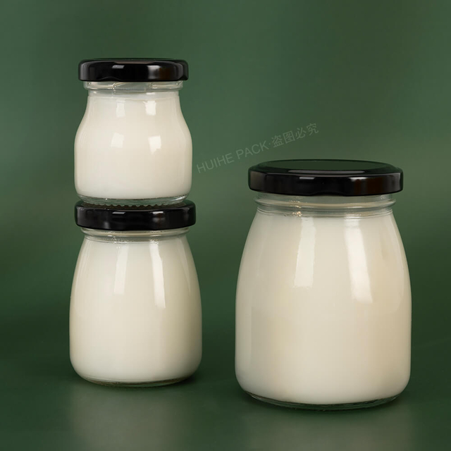 Pots en verre de dessert de yaourt au lait de 50 ml 100 ml 200 ml avec couvercle à cosse TW