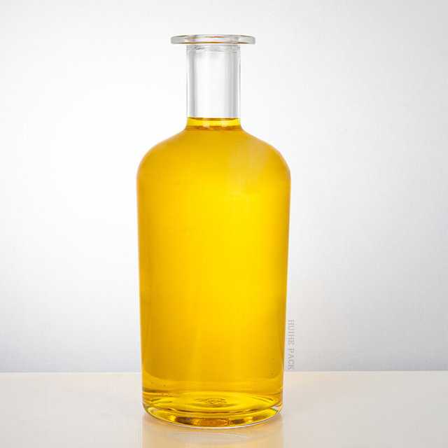 Bouteille d'alcool en verre à épaule rond de 750 ml de longueur