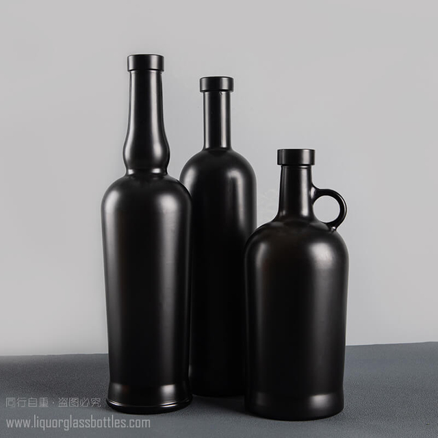 Emballage en verre à base lourde de Tequlia de whisky de vodka de revêtement du noir 75CL