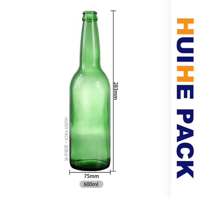 Bouteille de cidre de pomme en verre de silex vert à long cou de 600 ml 20 oz