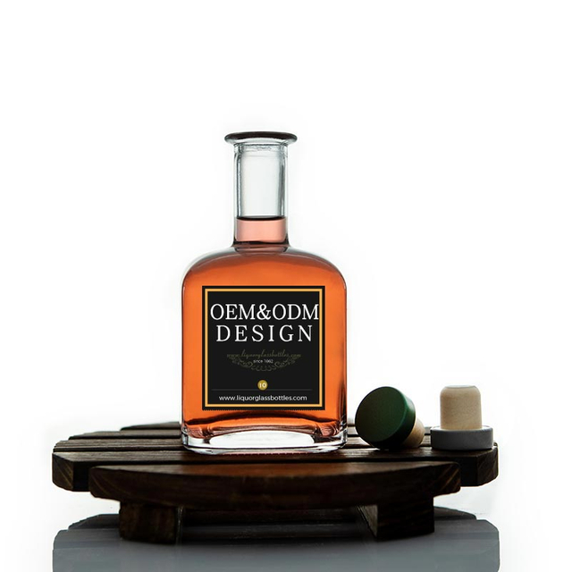 Bouteille de rhum en verre carré de 400 ml de long cou