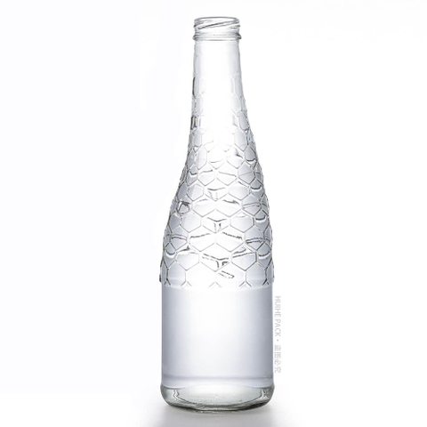 Bouteille d'eau en verre transparent de forme unique de 330 ml avec couvercle &agrave; vis
