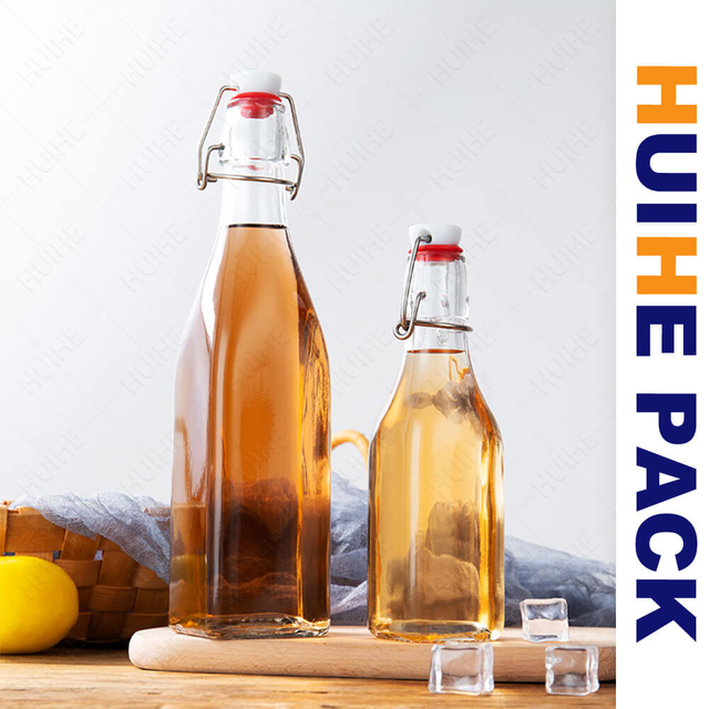 250 ml 500 ml 750 ml bouteille de boisson en verre transparent carr&eacute; avec dessus pivotant