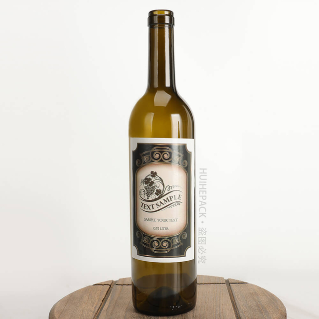 Bouteille en verre à vin rouge moyen Bordolese vert olive Longneck 75cl