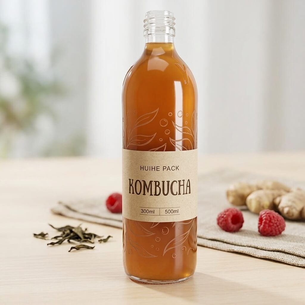 bouteille en verre de kombucha en vrac