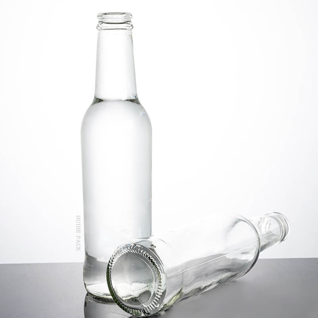 Bouteille de boisson en verre de 300 ml de cylindre de cylindre avec capuchon de couronne