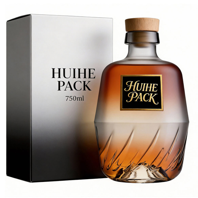 Bouteille d'orge en verre 70cl pour Vodka Rhum Gin Tequila Whisky avec finition Carnette