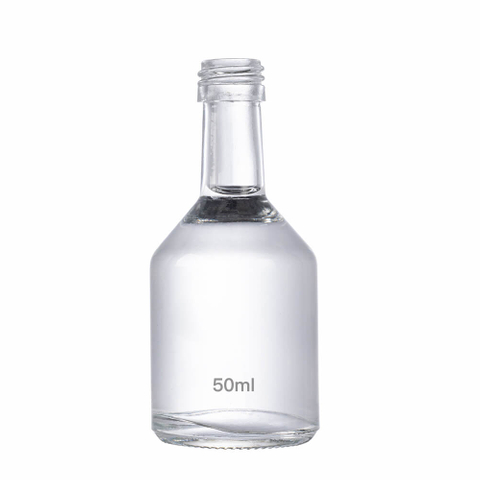 Petites bouteilles d'alcool en verre de silex transparent &agrave; col solitaire de 50 ml, en vrac