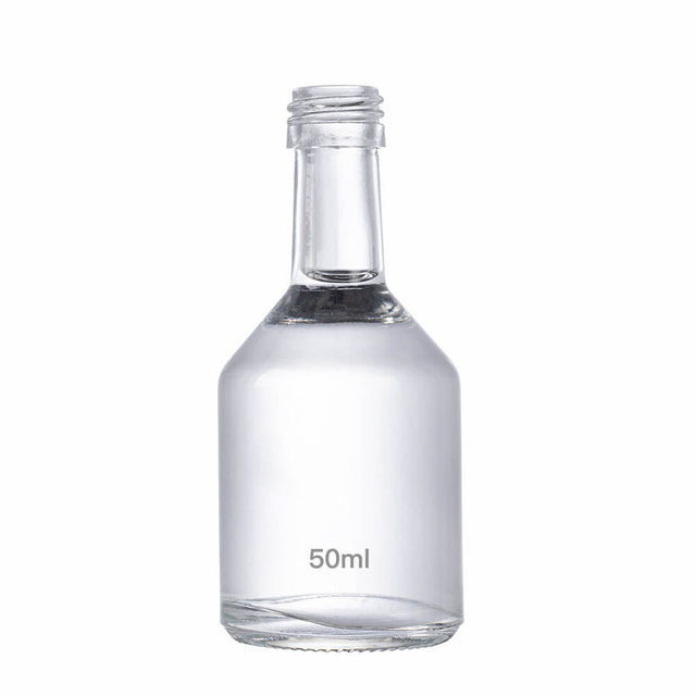 Petites bouteilles d'alcool en verre de silex transparent à col solitaire de 50 ml, en vrac