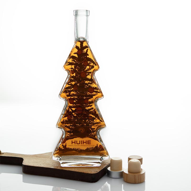 Bouteille de liqueur en verre en forme d'arbre de Noël personnalisée de 500 ml