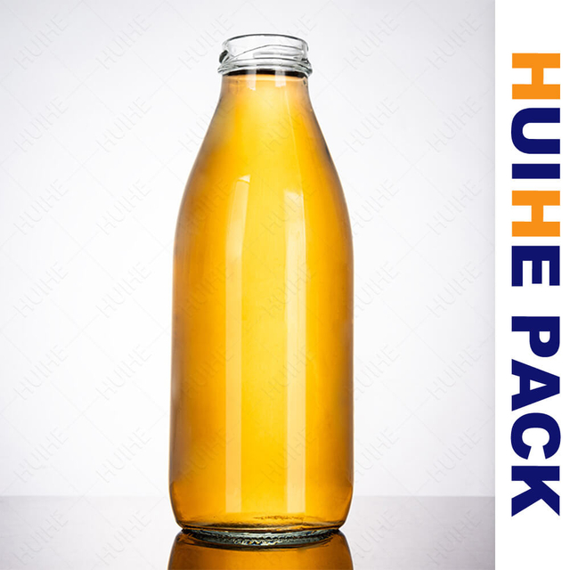 R&eacute;cipient de boisson de lait en verre de cylindre en vrac avec col &agrave; vis