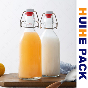 350 ml 500 ml 750 ml 1000 ml bouteille de boisson en verre transparent avec couvercle pivotant