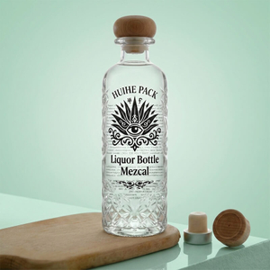 Bouteille d'alcool en verre 75cl avec bouchon de li&egrave;ge