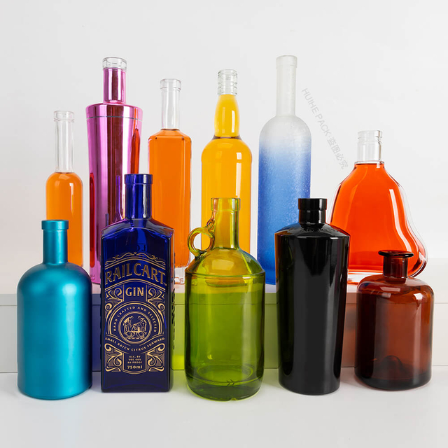 Logo personnalisé couleur revêtu de whisky vodka brandy bouteilles en verre en gros