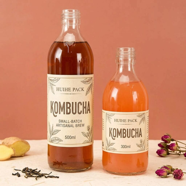 Bouteille en verre de th&eacute; de Kombucha de la finition 300ml 500ml de vis