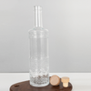 700 ml Bouteille d'alcool en verre de bouteille mince en relief avec bouchons