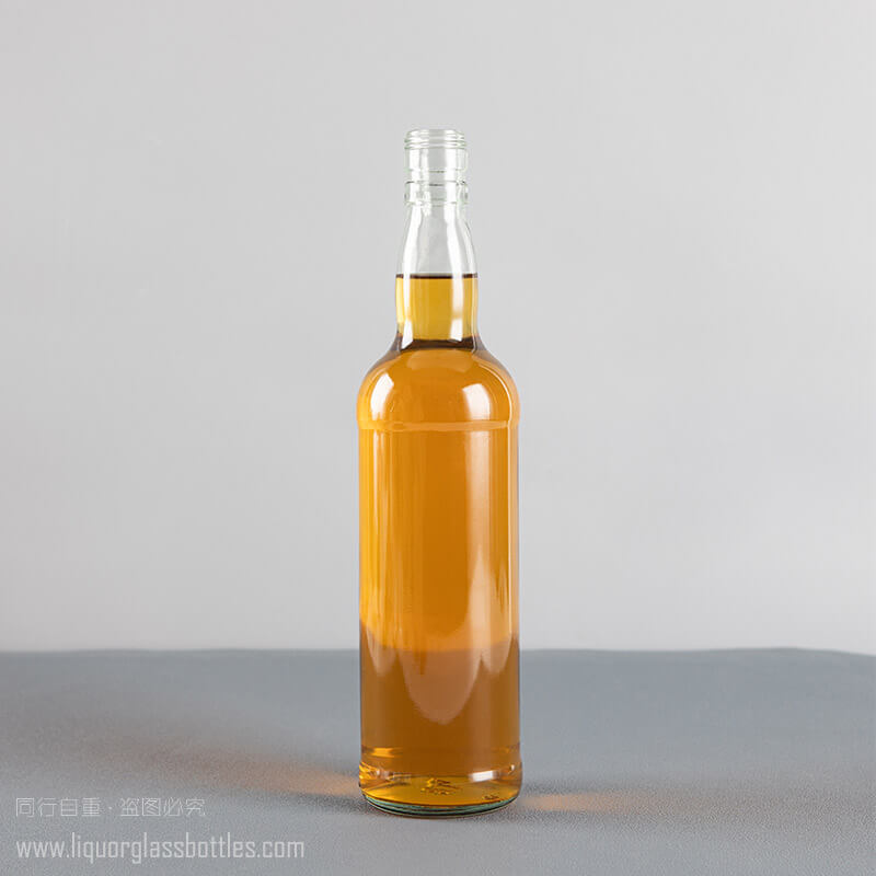 Bouteille de whisky écossais en verre de silex transparent rond rond de 720 ml en gros