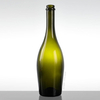 Bouteille de cidre en verre à ampoule incurvée vert foncé de 750 ml avec bouchon couronne