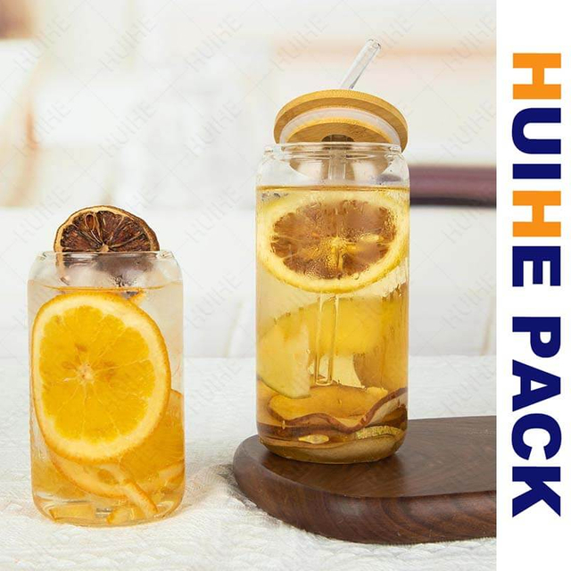 Canette de boisson en verre &agrave; haute teneur en borosilicate Cola avec paille et couvercle