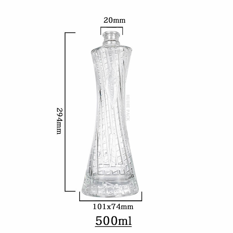 Waisted glass bottle-capacity Capacité de bouteille en verre à la taille