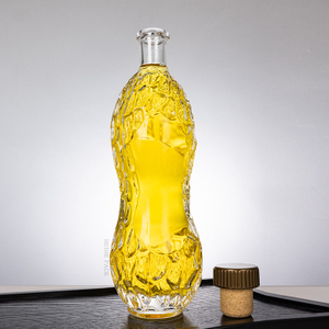 750 ml bouteille de whisky en verre transparent irrégulier avec bouchon personnalisé