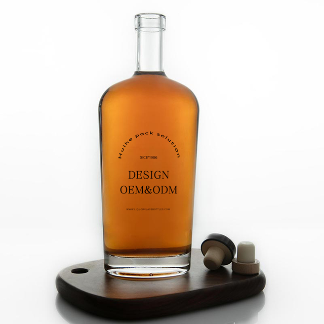 Bouteille d'alcool en verre ovale philly avec barre de barre de barre