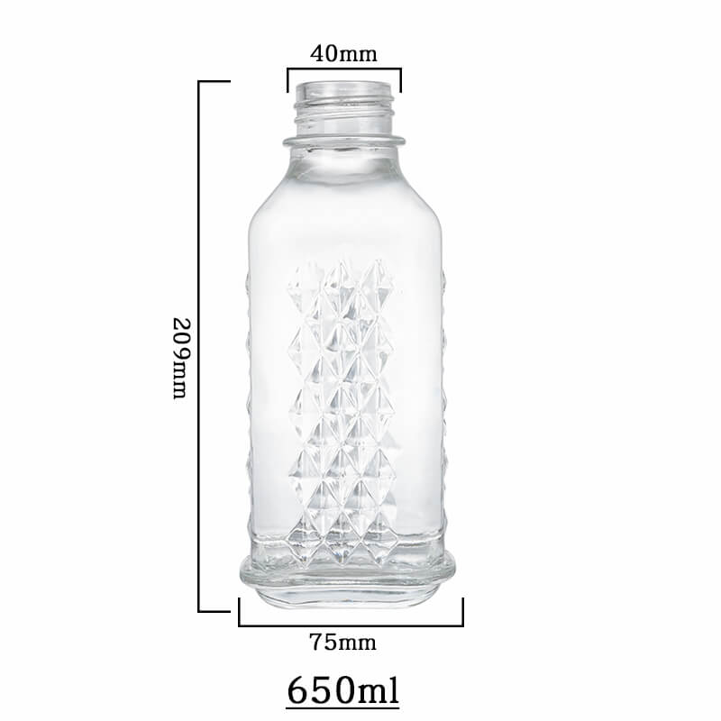 Embossed Pattern of Diamond-Like Glass Liquor Bottle capacity Modèle en relief de la capacité de bouteille d'alcool en verre de type diamant