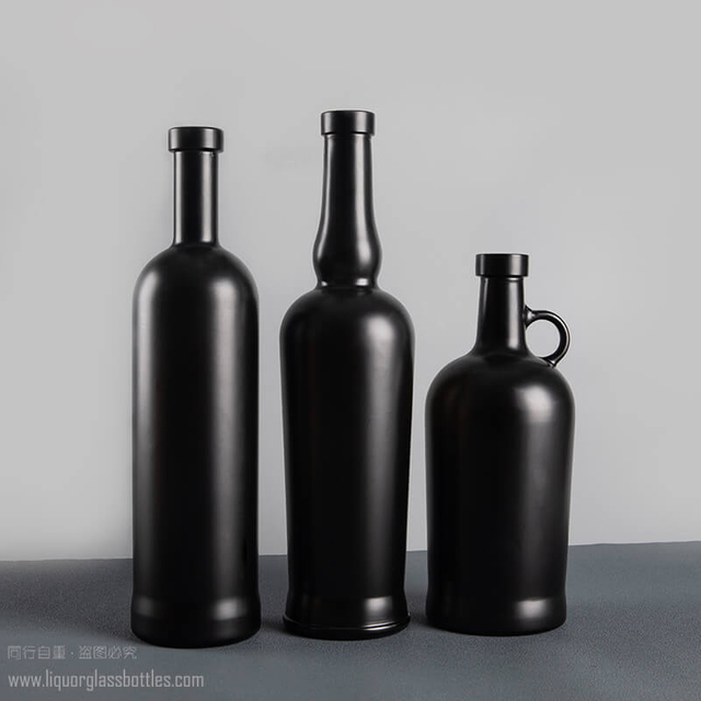 Emballage en verre à base lourde de Tequlia de whisky de vodka de revêtement du noir 75CL