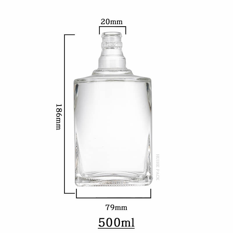 square bottom and round shoulder liquor bottle-capacity Capacité de bouteille du fond carré et rond à l'épaule