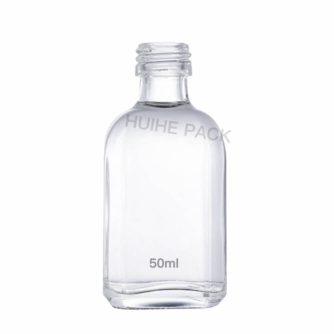 Bouteilles d'alcool carr&eacute;es transparentes en verre de silex de 50 ml