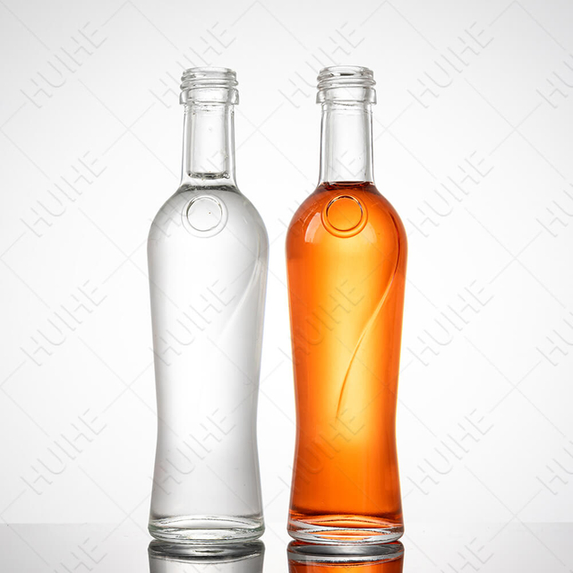 Bouteilles d'alcool miniatures rondes en verre transparent de 50 ml, vente en gros d'usine