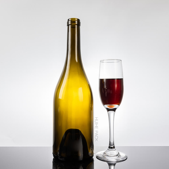 Bouteille de vin de Bourgogne en verre vert foncé de 750 ml, en vrac