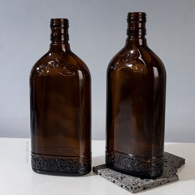 500 ml Bouteille de bière en verre vide gravée Amber avec bouchon à vis