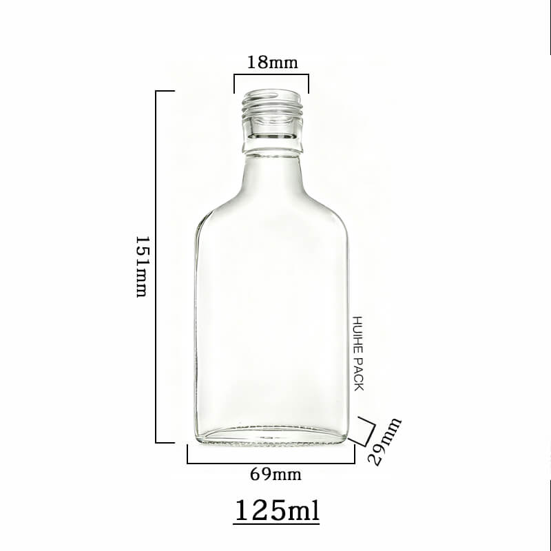 flat 125ml glass liquor bottle (14) bouteille d'alcool plate en verre de 125 ml (14)
