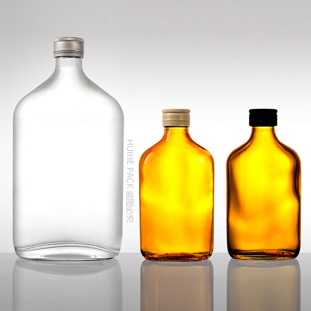 Bouteille d'alcool transparente en verre ambré de 200 ml et 700 ml avec bouchon à vis