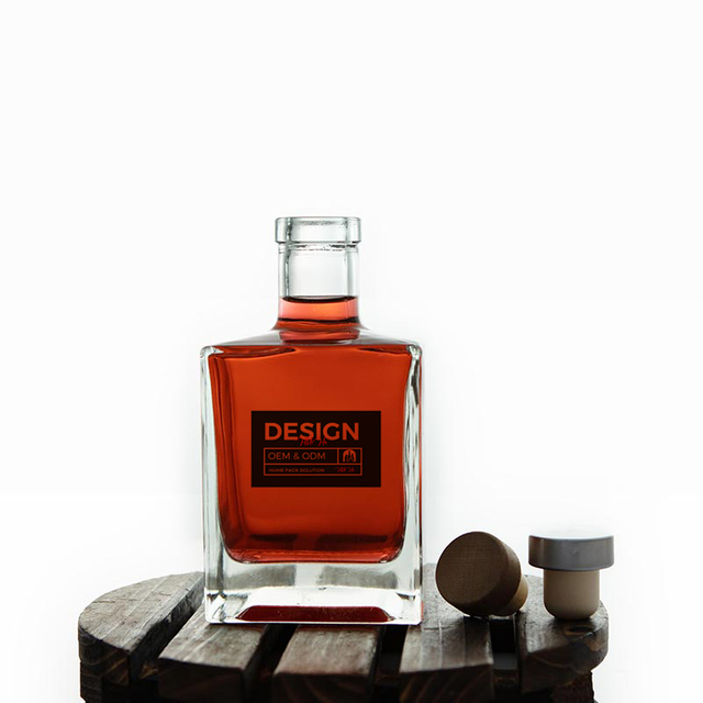 Forme carrée super silex alcool en verre bouteille de bouteille