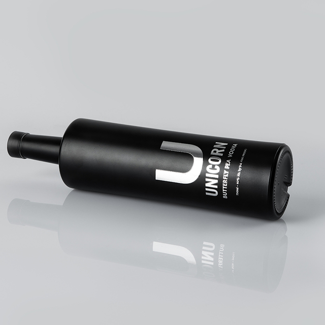 Bouteille d'alcool en verre rond 75Cl Noir