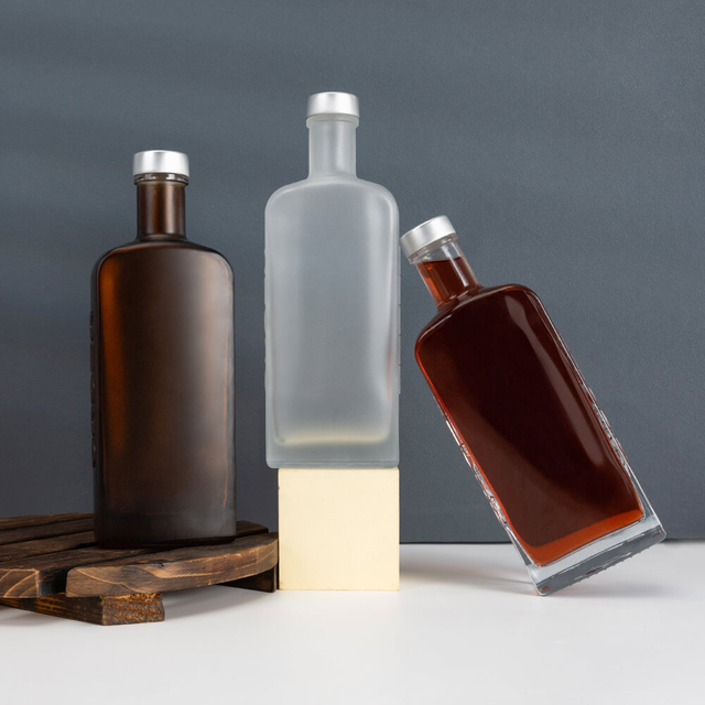 Bouteilles de verre à amelier Rectangulaire plat en verre d'alcool