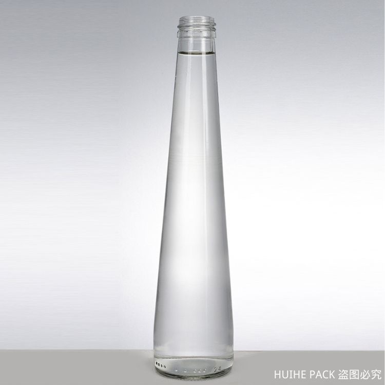 Bouteille en verre d'eau gazeuse en forme de cône du couvercle à vis en aluminium 250 ml