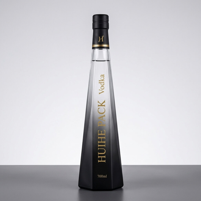 700 ml bouteille de vodka en verre transparent irr&eacute;gulier avec bouchons