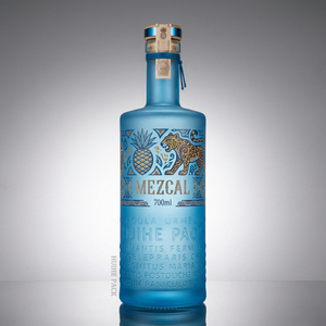 Lettres sur&eacute;lev&eacute;es bouteille d'alcool en verre cylindre textur&eacute;