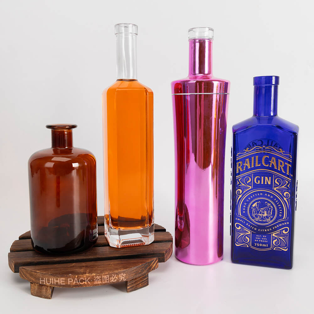 Logo personnalisé couleur revêtu de whisky vodka brandy bouteilles en verre en gros