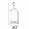 Bouteille d'alcool en verre long en forme de cou de 600 ml en forme de manche en forme de cou