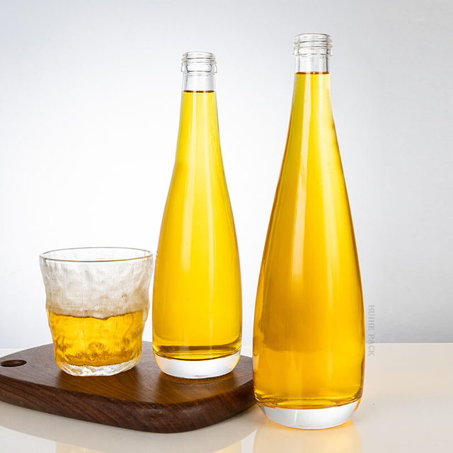 Corps bulbeux long bouteille de liqueur en verre de cou mince en gros